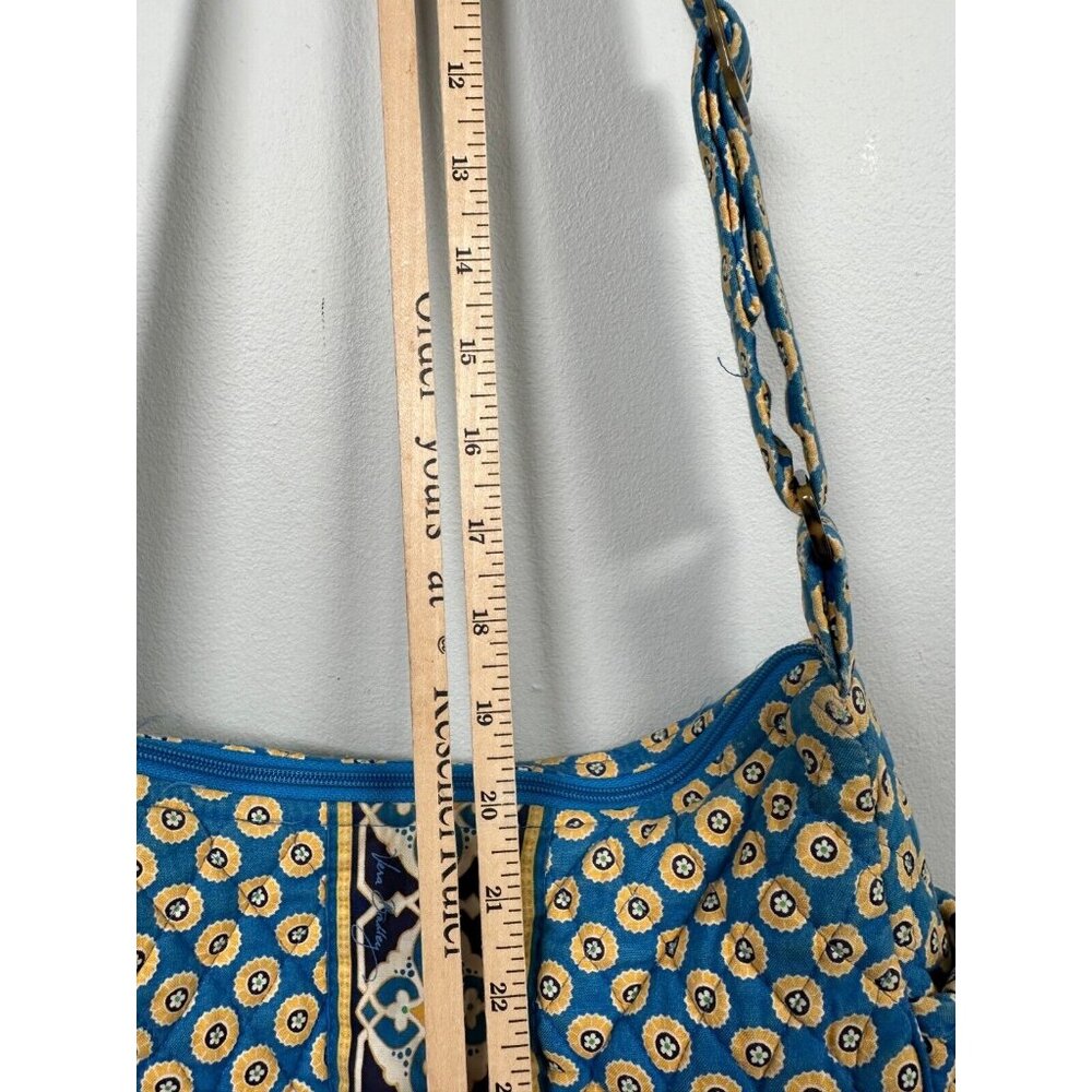 Vera Bradley Floral Shoulder Bag Yellow‎ Blue Zip Pockets Adjustable - Picture 12 of 16